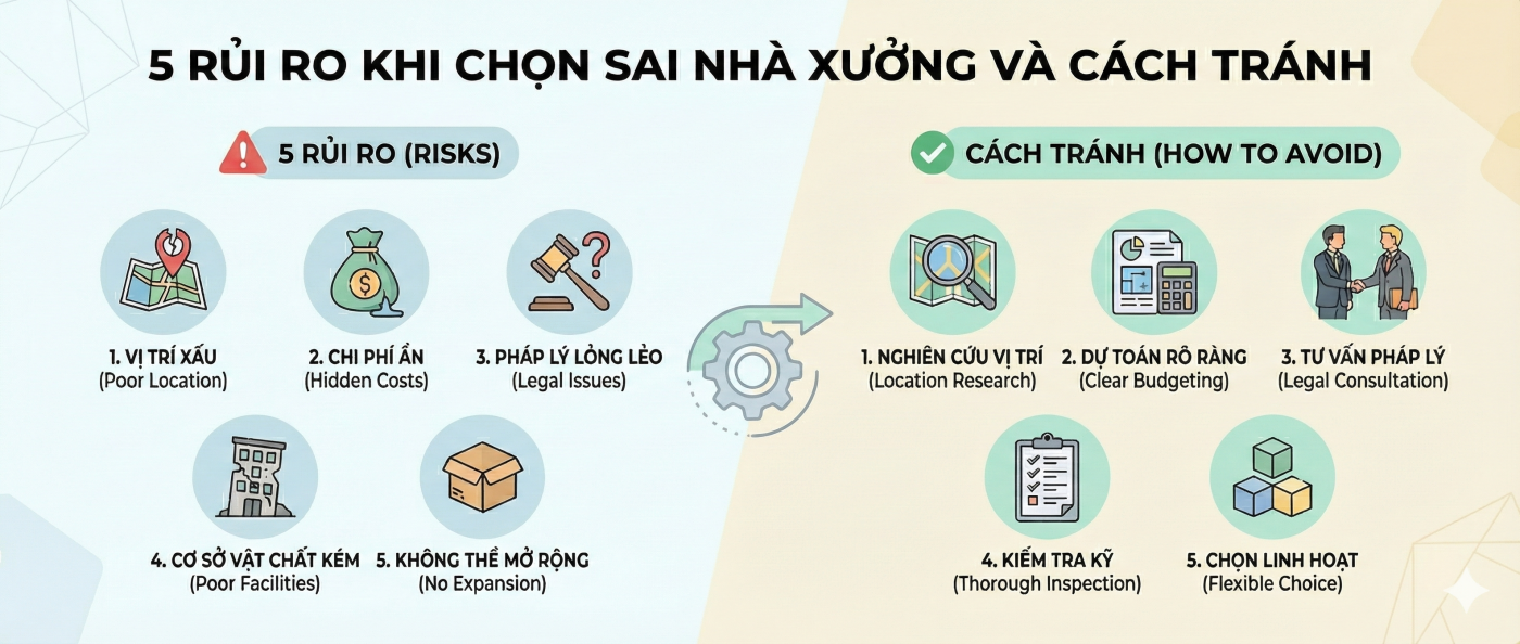 Hình ảnh 5 rủi ro khi lựa chọn nhà xưởng phù hợp và cách phòng tránh
