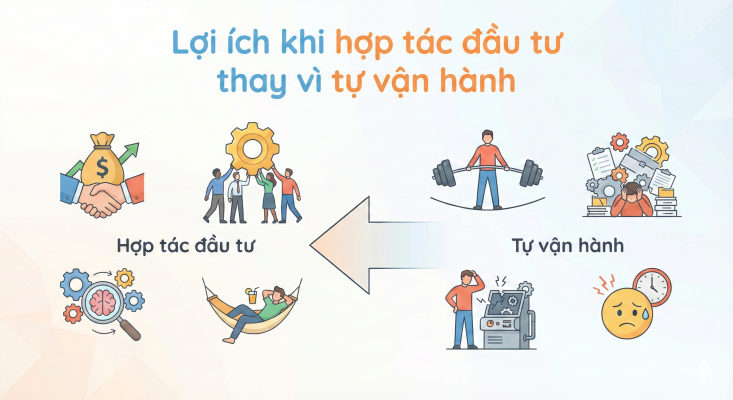 Hình ảnh lợi ích của việc hợp tác đầu tư thay vì tự vận hành
