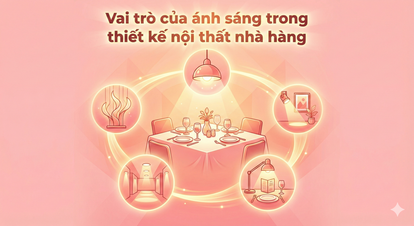 Hình ảnh vai trò của ánh sáng trong thiết kế nhà hàng